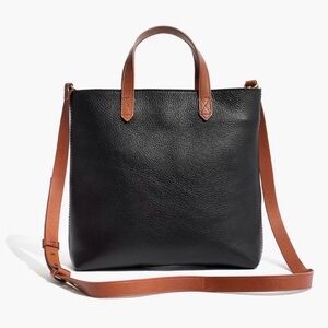 Like NEW Madewell Black and Brown Leather Transport Crossbody Tote Bag